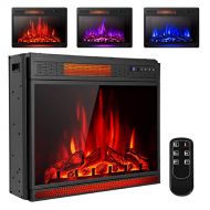 Generic Hysache 28 Recessed Electric Fireplace,1350W Freestanding Fireplace Stove Heater W/ 3 Flame Colors, 4 Brightness, Adjustable Temperature,Timing Function, Remote Control, Black Fire