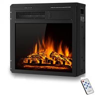 Generic Hysache 18 Inch Electric Fireplace Heater w/Real and Bright Flame Effect, Adjustable Brightness, Remote Control, 750/1500W Indoor Electric Heater for Small Spaces Inserted in TV or