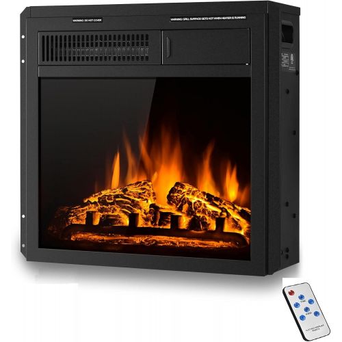 제네릭 Generic Hysache 18 Inch Electric Fireplace Heater w/Real and Bright Flame Effect, Adjustable Brightness, Remote Control, 750/1500W Indoor Electric Heater for Small Spaces Inserted in TV or