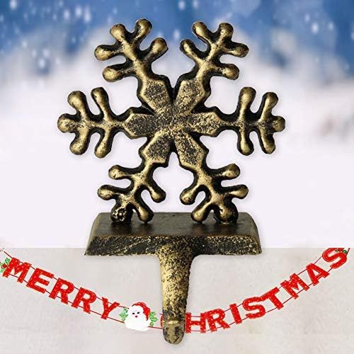 제네릭 Generic Metal Christmas Stocking Hangers, Heavy Cast Iron Stockings Hangers Hooks, Standing Snowman, Indoors Vintage Decorations for Fireplace Mantle (Style2)