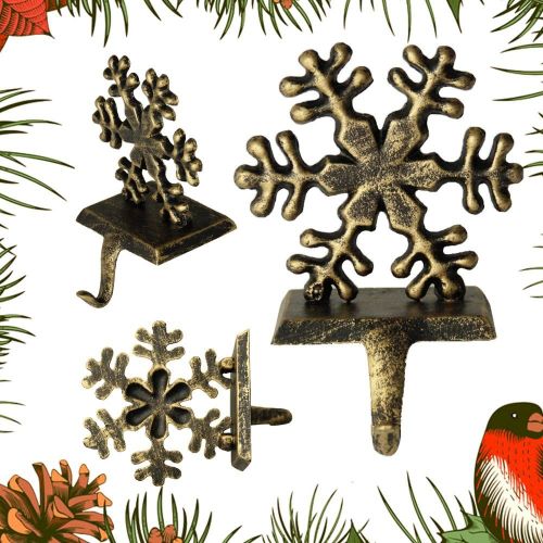 제네릭 Generic Metal Christmas Stocking Hangers, Heavy Cast Iron Stockings Hangers Hooks, Standing Snowman, Indoors Vintage Decorations for Fireplace Mantle (Style2)