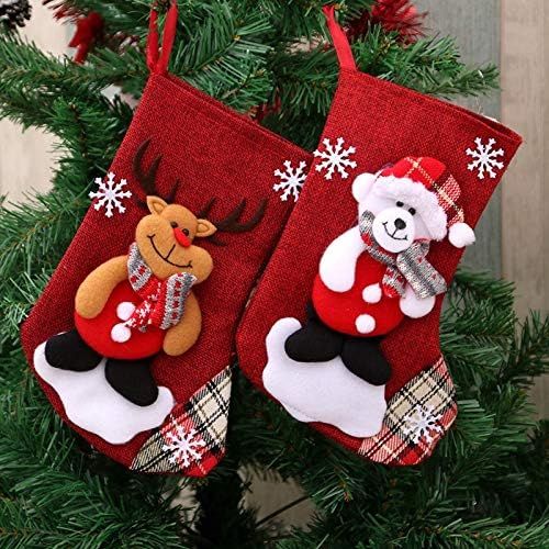 제네릭 Generic Christmas Stockings 4Pieces Set 9 inches Cute Santa Wapiti Snowman Bear Fireplace Stockings Plush 3D Applique