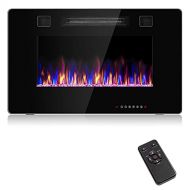 Generic Rainfally 30 Inches Electric Fireplace, Wall Mounted Fireplace w/ Adjustable Flame Color, Fire Speed, Hanging Fireplace w/ Touch Screen & Remote Control, Floating Fireplace for TV