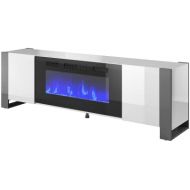 Generic Woody BL-EF Electric Fireplace 77 TV Stand (White/Gray)