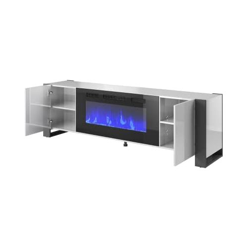 제네릭 Generic Woody BL-EF Electric Fireplace 77 TV Stand (White/Gray)