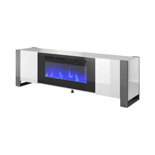 제네릭 Generic Woody BL-EF Electric Fireplace 77 TV Stand (White/Gray)