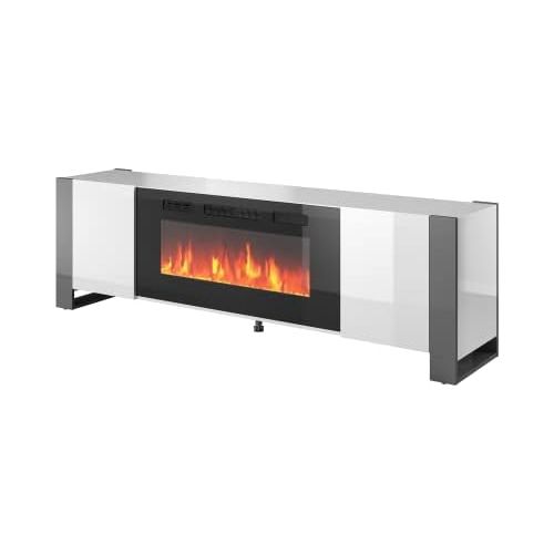 제네릭 Generic Woody BL-EF Electric Fireplace 77 TV Stand (White/Gray)