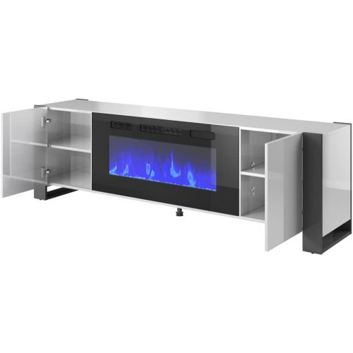 제네릭 Generic Woody BL-EF Electric Fireplace 77 TV Stand (White/Gray)