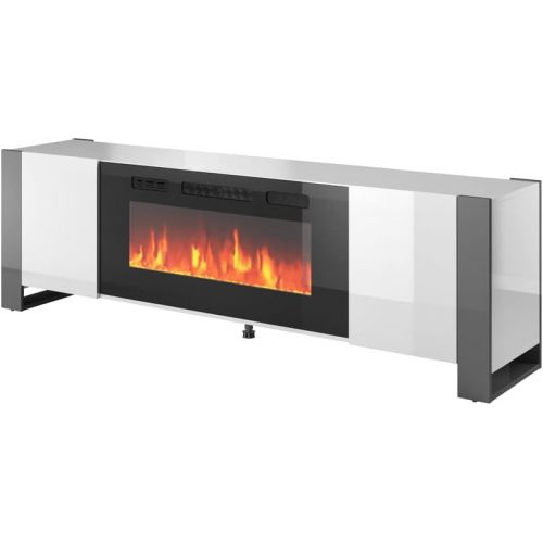 제네릭 Generic Woody BL-EF Electric Fireplace 77 TV Stand (White/Gray)