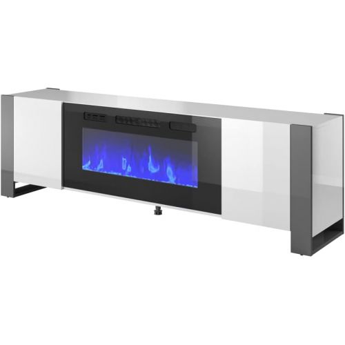 제네릭 Generic Woody BL-EF Electric Fireplace 77 TV Stand (White/Gray)