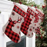 Generic Set of 4 - Custom Christmas Name Stockings w/ 9 Patterns 5 Fonts - 16 inches Personalized Name, Santa, Gnome, Snowman, Reindeer, Dog, Fireplace Holiday Stocking Decorations, Gift f