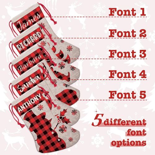 제네릭 Generic Set of 4 - Custom Christmas Name Stockings w/ 9 Patterns 5 Fonts - 16 inches Personalized Name, Santa, Gnome, Snowman, Reindeer, Dog, Fireplace Holiday Stocking Decorations, Gift f