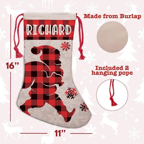 제네릭 Generic Set of 4 - Custom Christmas Name Stockings w/ 9 Patterns 5 Fonts - 16 inches Personalized Name, Santa, Gnome, Snowman, Reindeer, Dog, Fireplace Holiday Stocking Decorations, Gift f