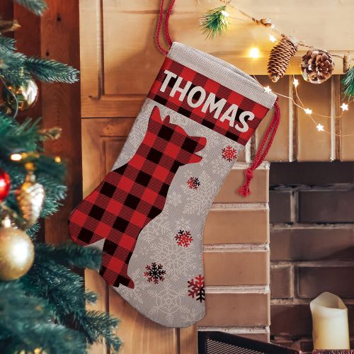 제네릭 Generic Set of 4 - Custom Christmas Name Stockings w/ 9 Patterns 5 Fonts - 16 inches Personalized Name, Santa, Gnome, Snowman, Reindeer, Dog, Fireplace Holiday Stocking Decorations, Gift f