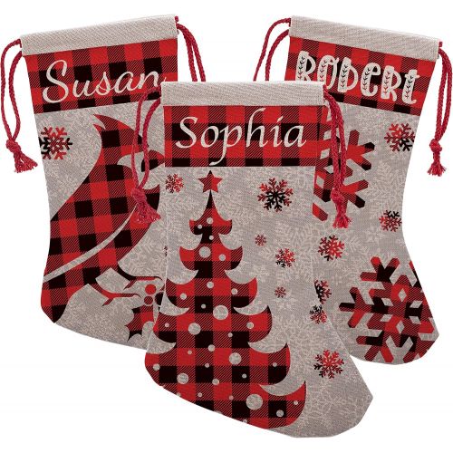 제네릭 Generic Set of 4 - Custom Christmas Name Stockings w/ 9 Patterns 5 Fonts - 16 inches Personalized Name, Santa, Gnome, Snowman, Reindeer, Dog, Fireplace Holiday Stocking Decorations, Gift f