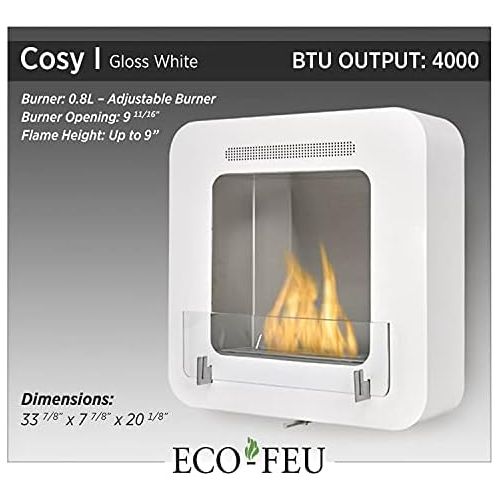제네릭 Generic Wall Mount Fireplace White or Black. Ventless Fire Pit. Bio Ethanol Fuel Burner. Portable, for Indoor or Outdoor. Cosy by Eco Feu Canada. UL and ULC Certified. (Black)