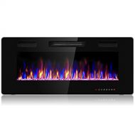 Generic Hysache 42” Recessed Electric Fireplace, Fireplace Insert with 12-Color Changing, 5 Brightness Option, 750W/1500W Fireplace with Thermostat, Remote and 8H Timer Ideal for Indoor Us