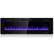 Generic Mayjooy 60” Electric Fireplace Insert, 750W/1500W LED Fireplace w/Remote Control, 8H Timer & 12 Flame Colors, Wall Mounted Fireplace, Fireplace Heater, Recessed Electric Fireplace