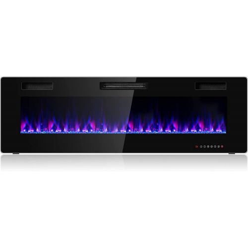 제네릭 Generic Mayjooy 60” Electric Fireplace Insert, 750W/1500W LED Fireplace w/Remote Control, 8H Timer & 12 Flame Colors, Wall Mounted Fireplace, Fireplace Heater, Recessed Electric Fireplace