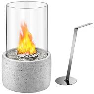 Generic Tabletop Fire Pit, Tabletop Fireplace with Glass Stone, Concrete Material and Windproof Glass Cover, Ethanol Fireplace for Valentines Day, Birthday, Party and Dining