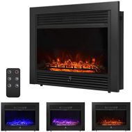 Generic Hysache 28.5” Recessed Electric Fireplace, Fireplace Insert with 3-Color Changing, 5 Brightness Option, Overheat Protection, 1500W/750W Fireplace with Thermostat, Remote and Timer
