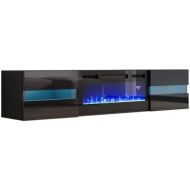 Generic Metro EF Wall Mounted Electric Fireplace 72 TV Stand (Black)