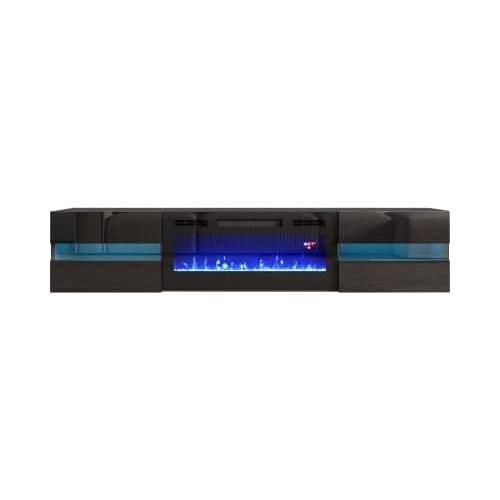 제네릭 Generic Metro EF Wall Mounted Electric Fireplace 72 TV Stand (Black)