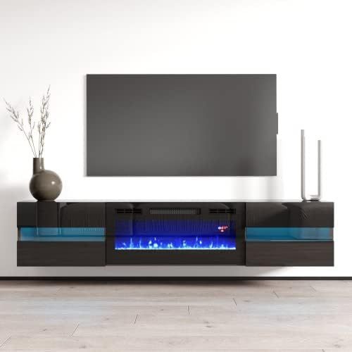 제네릭 Generic Metro EF Wall Mounted Electric Fireplace 72 TV Stand (Black)