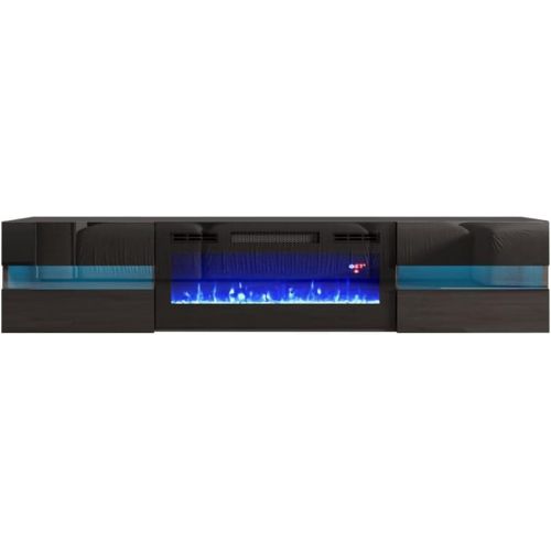 제네릭 Generic Metro EF Wall Mounted Electric Fireplace 72 TV Stand (Black)