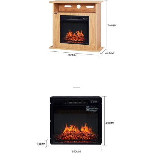  Generic002 American Solid Wood Retro Fireplace Cabinet Quiet Radiation-Free 1400 W Electric Fireplaces Electric Heater Realistic 3D Heating Flame Effect Fireplace Heating Large Window Light (