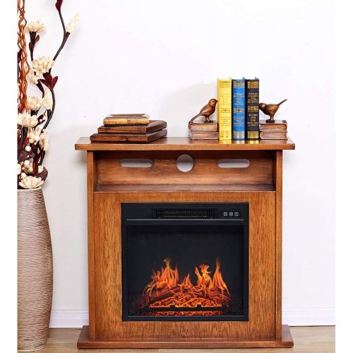  Generic002 American Solid Wood Retro Fireplace Cabinet Quiet Radiation-Free 1400 W Electric Fireplaces Electric Heater Realistic 3D Heating Flame Effect Fireplace Heating Large Window Light (