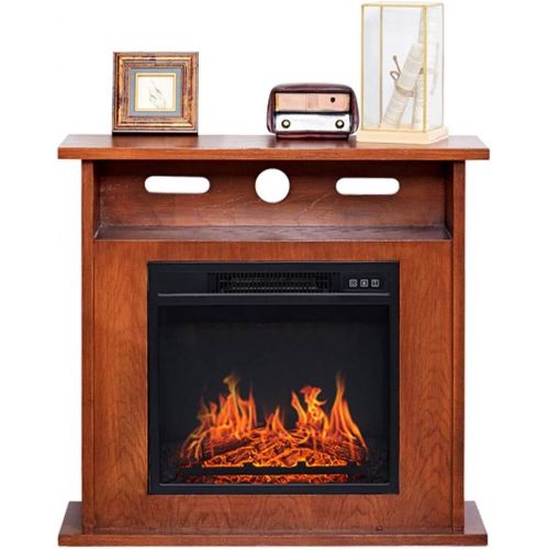  Generic002 American Solid Wood Retro Fireplace Cabinet Quiet Radiation-Free 1400 W Electric Fireplaces Electric Heater Realistic 3D Heating Flame Effect Fireplace Heating Large Window Light (