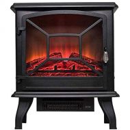 Generic002 Thermostat heater Portable Electric Stove Stove Fireplace Electric Fire with Wood 3D Wood Flame Effect and 2 Heat Settings 1800W Portable heater (Color : Black)