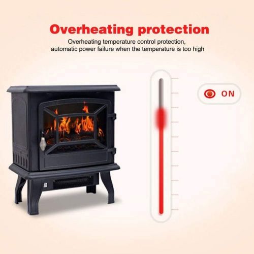  Generic002 Thermostat heater Portable Electric Stove Stove Fireplace Electric Fire with Wood 3D Wood Flame Effect and 2 Heat Settings 1800W Portable heater (Color : Black)