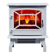 Generic002 Thermostat heater Portable Electric Stove Stove Fireplace Electric Fire with Wood 3D Wood Flame Effect and 2 Heat Settings 1800W Portable heater (Color : White)