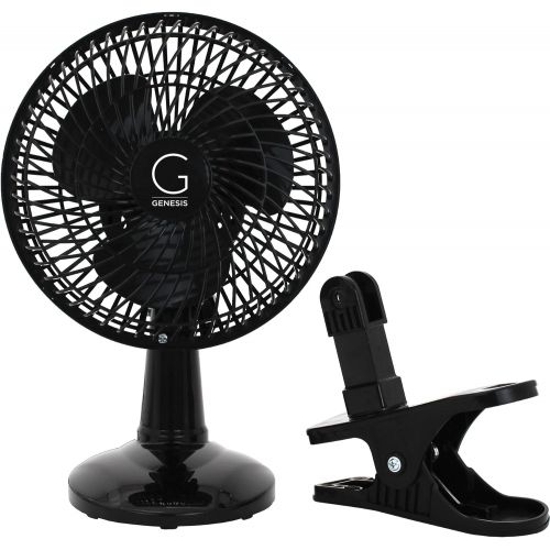  [아마존베스트]Genesis 6-Inch Clip Convertible Table-Top & Clip Fan, Two Quiet Speeds - Ideal For The Home, Office, Dorm, More, Black