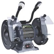 Genesis GBG800L 8 Bench Grinder with Dual, Flexible Lights and Eye Shield , Green
