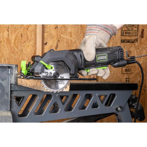  Genesis GCS445SE 4.0 Amp 4-1/2 Compact Circular Saw with 24T Carbide-Tipped Blade, Rip Guide, Vacuum Adapter, and Blade Wrench