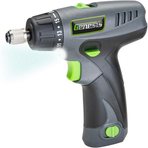  [아마존베스트]Genesis GLSD08B 8V Lithium-Ion Battery-Powered Quick-Change 2-Speed Cordless Screwdriver with LED Work Light, Battery Pack, Charging Stand, 4 Hex-Shank Drill Bits, and 4 Screwdrive