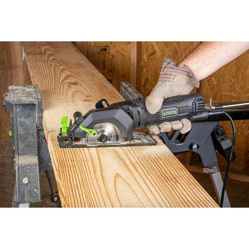  Genesis GCS445SE 4.0 Amp 4-1/2 Compact Circular Saw with 24T Carbide-Tipped Blade, Rip Guide, Vacuum Adapter, and Blade Wrench