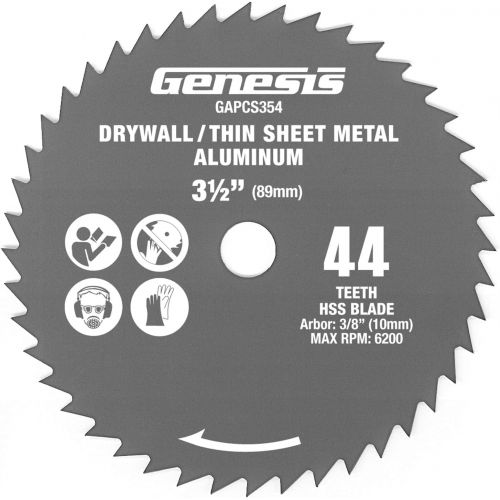  GENESIS Genesis GPCS535CK 5.8 Amp, 3-12” Control Grip Plunge Compact Circular Saw Kit with Laser, Miter Base, 3 assorted blades, Vacuum Adapter Hose, Rip Guide and Carrying bag