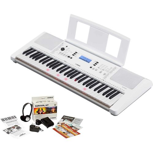  Genesis Bundle Yamaha EZ-300 61-Key Portable Keyboard with Lighted Keys Bundled with Power Supply, Foot switch, Stereo Headphones, and 2-Year Extended Warranty