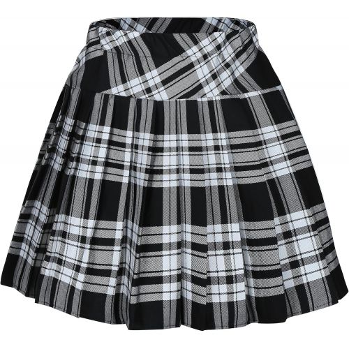  할로윈 용품Genetic Los Angeles Genetic Women`s Double Layer Elasticated Pleated Skirt (M, Black)