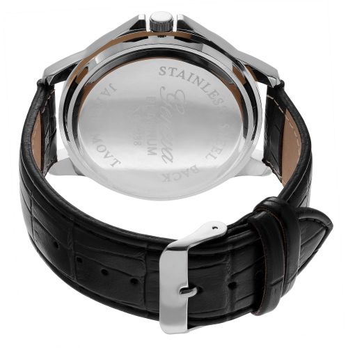  Geneva Platinum Mens Silvertone Mirrored Dial Faux Leather Strap Watch by Geneva Platinum