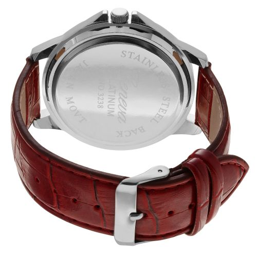  Geneva Platinum Mens Silvertone Mirrored Dial Faux Leather Strap Watch by Geneva Platinum
