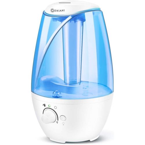  GENIANI Humidifiers - 4L Ultrasonic Cool Mist Humidifier for Bedroom  Home with Night Light - Best Whole House Vaporizer - Large Water Tank - Auto Shut Off & Filter-Free - Gift Bo