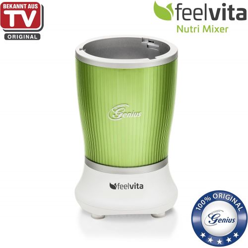  Genius Feelvita Nutri Mixer | Gruen | 14 Teile | Stand-Mixer | Smoothie-Maker | Mixen & Ruehren | 23000 UpM | 600 Watt | 1 Liter | TV-NEU