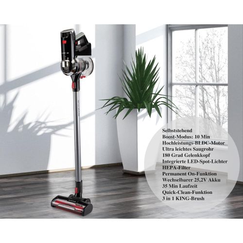  [아마존베스트]Genius Invictus X9 Set of 13 2-in-1 Cordless Vacuum Cleaner Bagless with Charging Station LED Crevice Nozzle High-Performance BLDC Motor 80,000 U Freestanding Hepa Filter Battery V