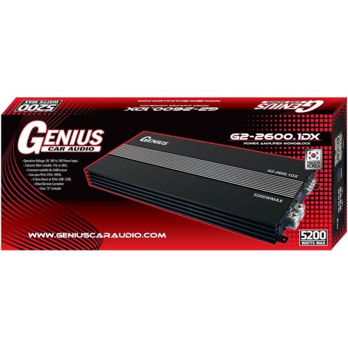  Genius G2-2600.1DXK 5200 Watts-Max Car Amplifier Black Frame Professional Monoblock Class-D