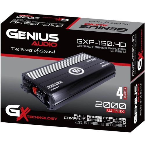  Genius GXP-200.4D 2400 Watts-MAX Compact Car Full Range Amplifier 4 Channel Class-D 2-Ohm Stable